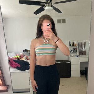 MULTI COLOR HALTER SWIMSUIT TOP!!